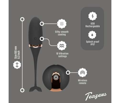 Teazers Vibrating Wireless Egg Black - 10-Mode Remote-Controlled Design