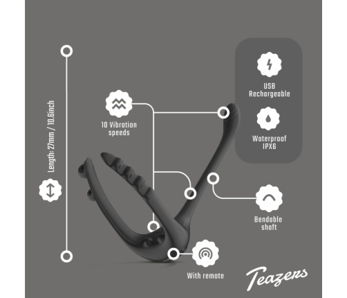 Teazers Triple Prostate Model with Remote Control & Adjustable Ring
