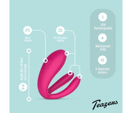 Teazers Couples Intimate Device with Wireless Remote Control, Multi-Zone Stimulation