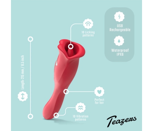 Teazers Dual-Action Intimate Device with Licking Function, Pink