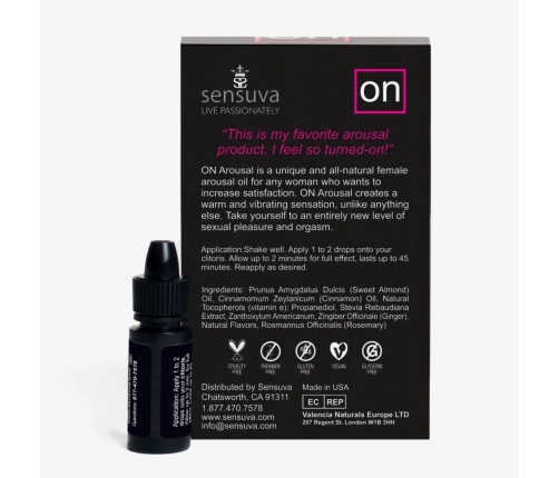 Sensuva On For Her Ultra Intimate Oil 5 ml — Enhanced Botanical Formula