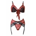 Vixson Bobbi 3-Piece Lace Lingerie Set with Adjustable Straps, Red