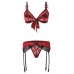 Vixson Bobbi 3-Piece Lace Lingerie Set with Adjustable Straps, Red