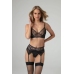 Vibrant Sanne 3-Piece Lingerie Set - Black Leopard Print & Lace, Adjustable Fit