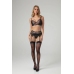 Vibrant Sanne 3-Piece Lingerie Set - Black Leopard Print & Lace, Adjustable Fit