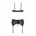 Vibrant Sanne 3-Piece Lingerie Set - Black Leopard Print & Lace, Adjustable Fit