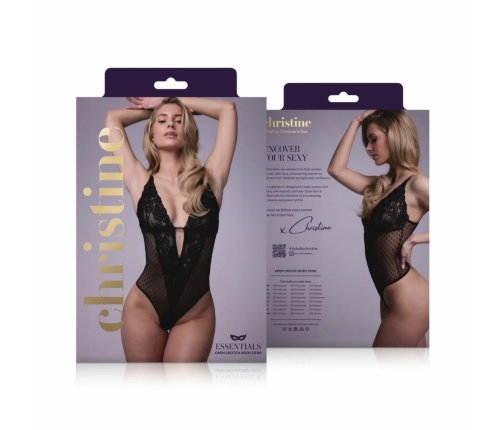 Sensual Dewi Bodysuit Black with Polka Dot Lace, Adjustable Straps