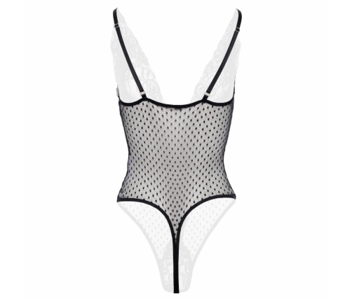 Sensual Dewi Bodysuit Black with Polka Dot Lace, Adjustable Straps