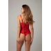 Mistique Wetlook Red Bodysuit with Open Design and Mesh Accents