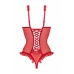 Mistique Wetlook Red Bodysuit with Open Design and Mesh Accents