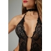 Renee Body-Set Black by Rene Rofe - Open Crotch, Floral Lace Design