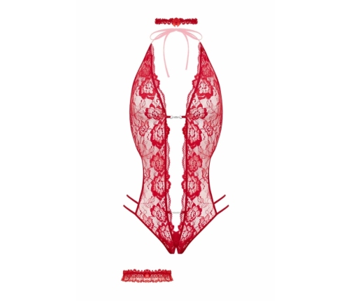 Rene Rofe Renee Open Design Body Red - Soft Stretchy Lingerie Set