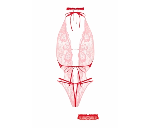 Rene Rofe Renee Open Design Body Red - Soft Stretchy Lingerie Set
