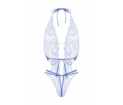 Be Wicked Renee Lace Crotchless Bodysuit Dazzling Blue Adjustable