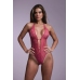 Renee Lace Open Crotch Bodysuit Pink Adjustable Rhinestone Detail