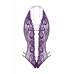 Renee Lace Open Crotch Bodysuit Purple - Elegant Strappy Design