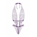 Renee Lace Open Crotch Bodysuit Purple - Elegant Strappy Design