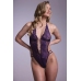 Renee Lace Open Crotch Bodysuit Purple - Elegant Strappy Design