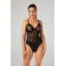 Christine Vesper Wetlook Lace Bodysuit Black - Open Design, Size Adjustable