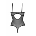 Christine Vesper Wetlook Bodysuit with Open Details Black