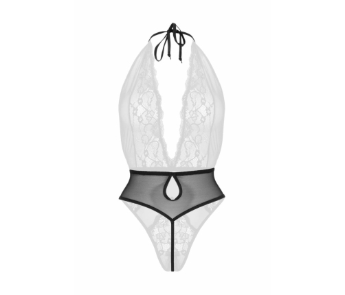 Be Wicked Dina Lace Mesh Halter Bodysuit Black - Open Design