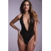 Be Wicked Dina Lace Mesh Halter Bodysuit Black - Open Design