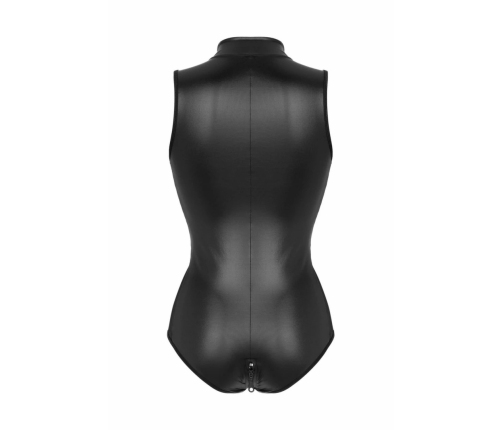 Christine Xenna Wetlook Bodysuit with 2-Way Zipper, Black, S/M