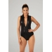 Christine Xenna Wetlook Bodysuit with 2-Way Zipper, Black, S/M