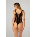 Passion Leana Black Bodystocking with Mesh Design, One Size