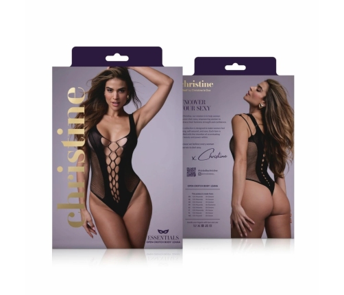 Passion Leana Black Bodystocking with Mesh Design, One Size