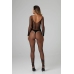 Obsessive Vaera Black Full-Body Catsuit with Decorative Patterns