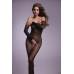 Obsessive Vaera Black Full-Body Catsuit with Decorative Patterns