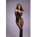 Obsessive Vaera Black Full-Body Catsuit with Decorative Patterns