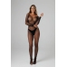 Obsessive Vaera Black Full-Body Catsuit with Decorative Patterns