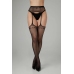 Passion Tula Black Mesh Suspender-Style Pantyhose, High Elasticity