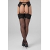 Feel Me Garter Stockings 15 Denier with Wide Floral Lace Band Black