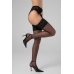 Feel Me Garter Stockings 15 Denier with Wide Floral Lace Band Black