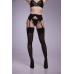 Feel Me Garter Stockings 15 Denier with Wide Floral Lace Band Black