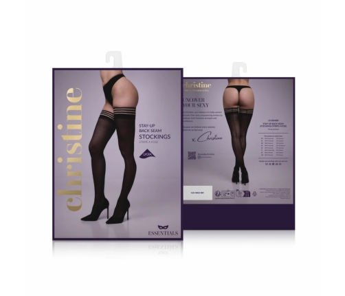 Leg Avenue Stripe A Pose Black Stay-Up Stockings 15 Denier Lace Top