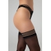 Leg Avenue Stripe A Pose Black Stay-Up Stockings 15 Denier Lace Top