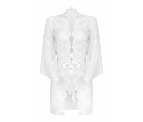 Vixen Lingerie Lace Kimono Set Flower White - Sheer Elegant Robe & String