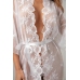 Vixen Lingerie Lace Kimono Set Flower White - Sheer Elegant Robe & String