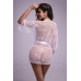 Vixen Lingerie Lace Kimono Set Flower White - Sheer Elegant Robe & String