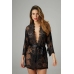 Obsessive Graceful Lace Kimono with Elegant Scalloped Edges, Black