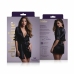 Sensuality Satin Kimono by Kimono - Short Model with Lace Inserts, Black