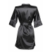 Sensuality Satin Kimono by Kimono - Short Model with Lace Inserts, Black