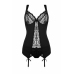 Vixson Marzia 2-Piece Suspender Corset Set Black Lace Adjustable Fit