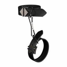 LOCKINK Adjustable Leather Wrist and Ankle Cuffs Set Black 34cm