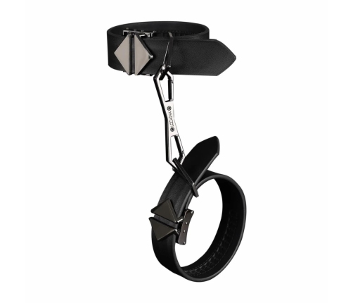 LOCKINK Adjustable Leather Wrist and Ankle Cuffs Set Black 34cm