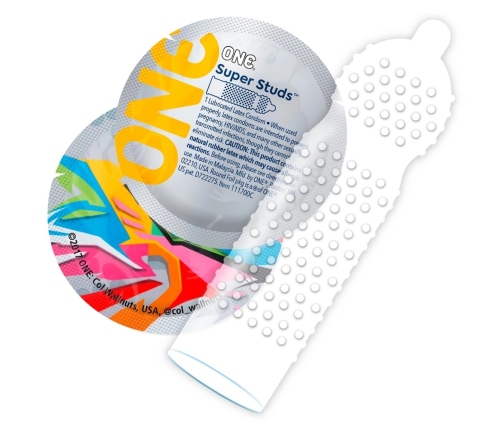 ONE Super Studs 12-Pack - Textured Latex Protective Covers, Vegan, 53 mm